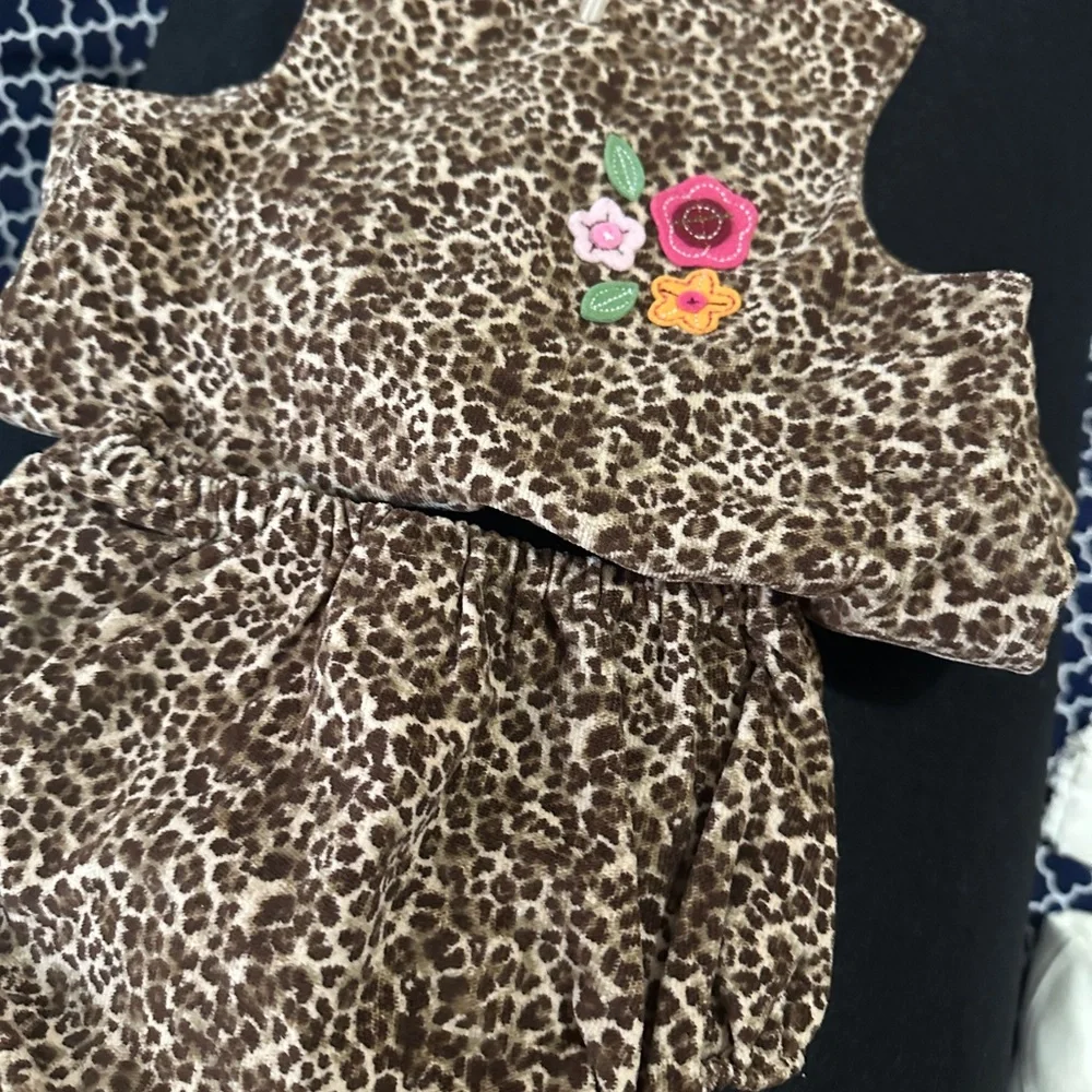 The Children's Place Leopard Print Dress with Diaper Cover with Floral Accents